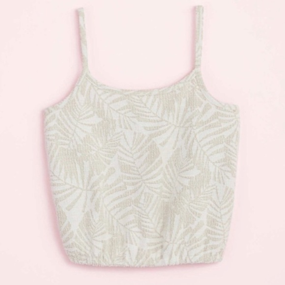 NWT Loft palm tree pattern linen beach vacation tropical bubble hem cami top - Picture 1 of 6